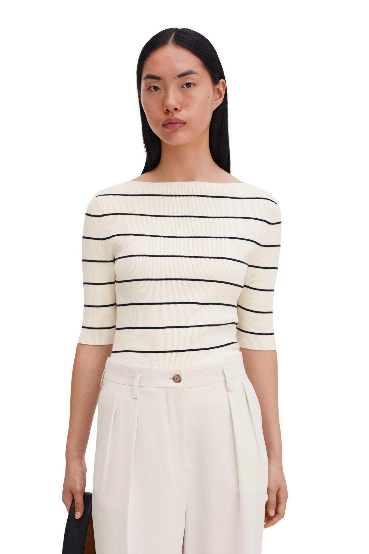 Filippa K Boatneck Rib Top Genser Striper - chrismoa.no