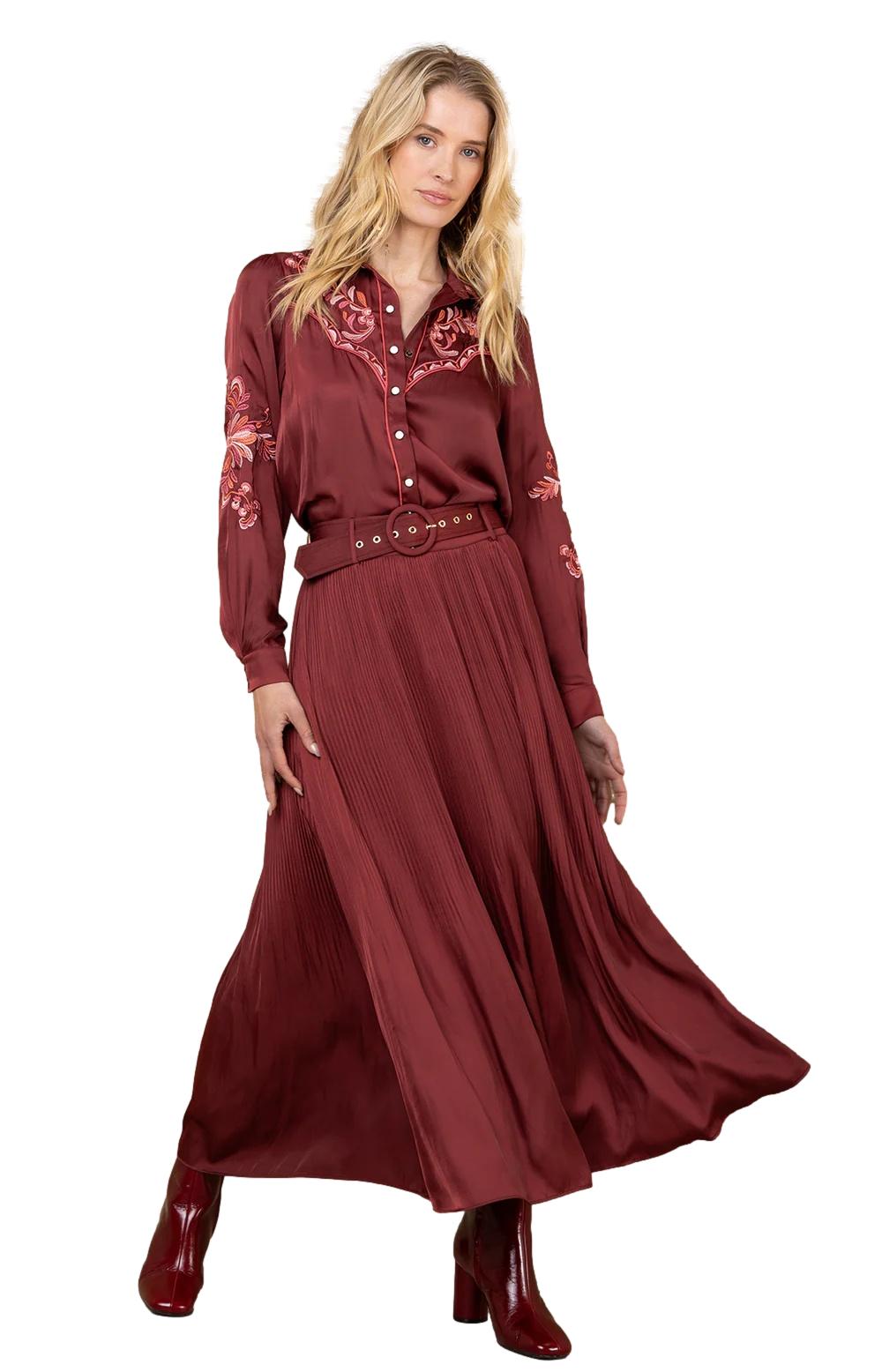 Hale Bob Ayleen Solid Skirt Skjørt Burgunder - chrismoa.no