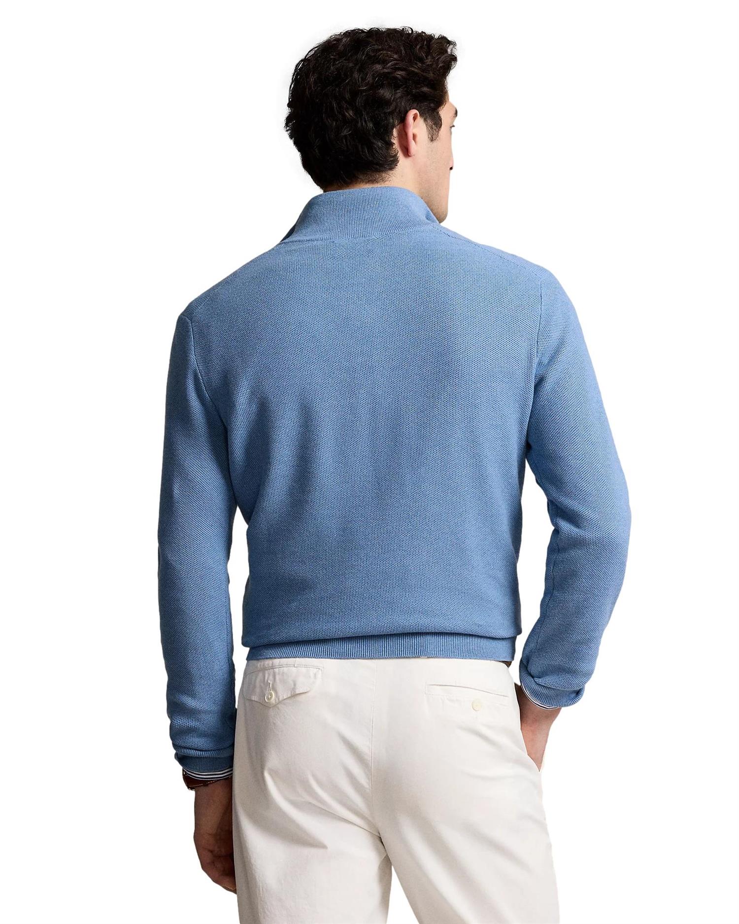 Polo Ralph Lauren Mesh-Knit Cotton Quarter-Zip Sweater Genser Lyseblå - chrismoa.no