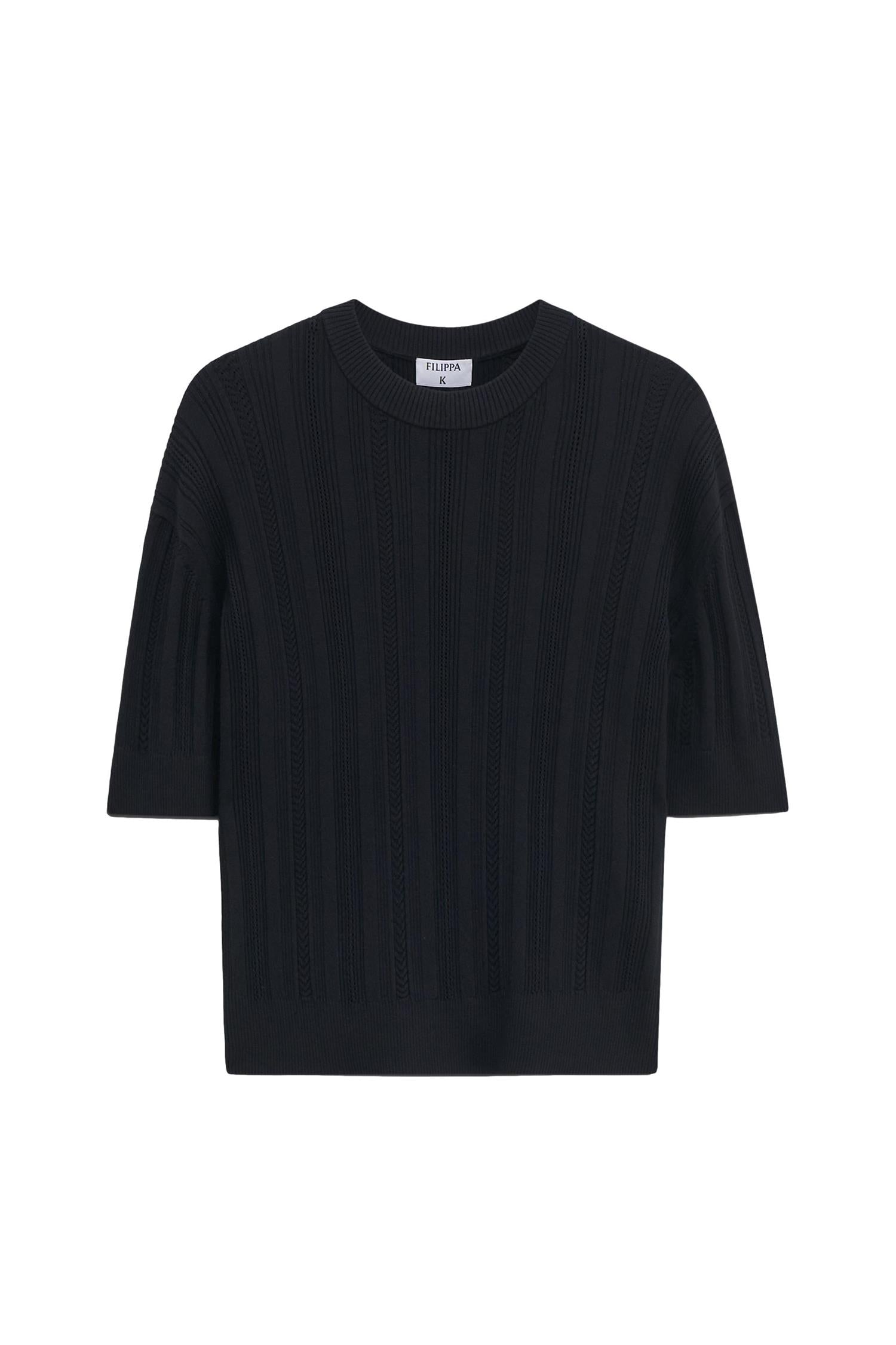 Filippa K Braid Knit-Shirt Genser Sort