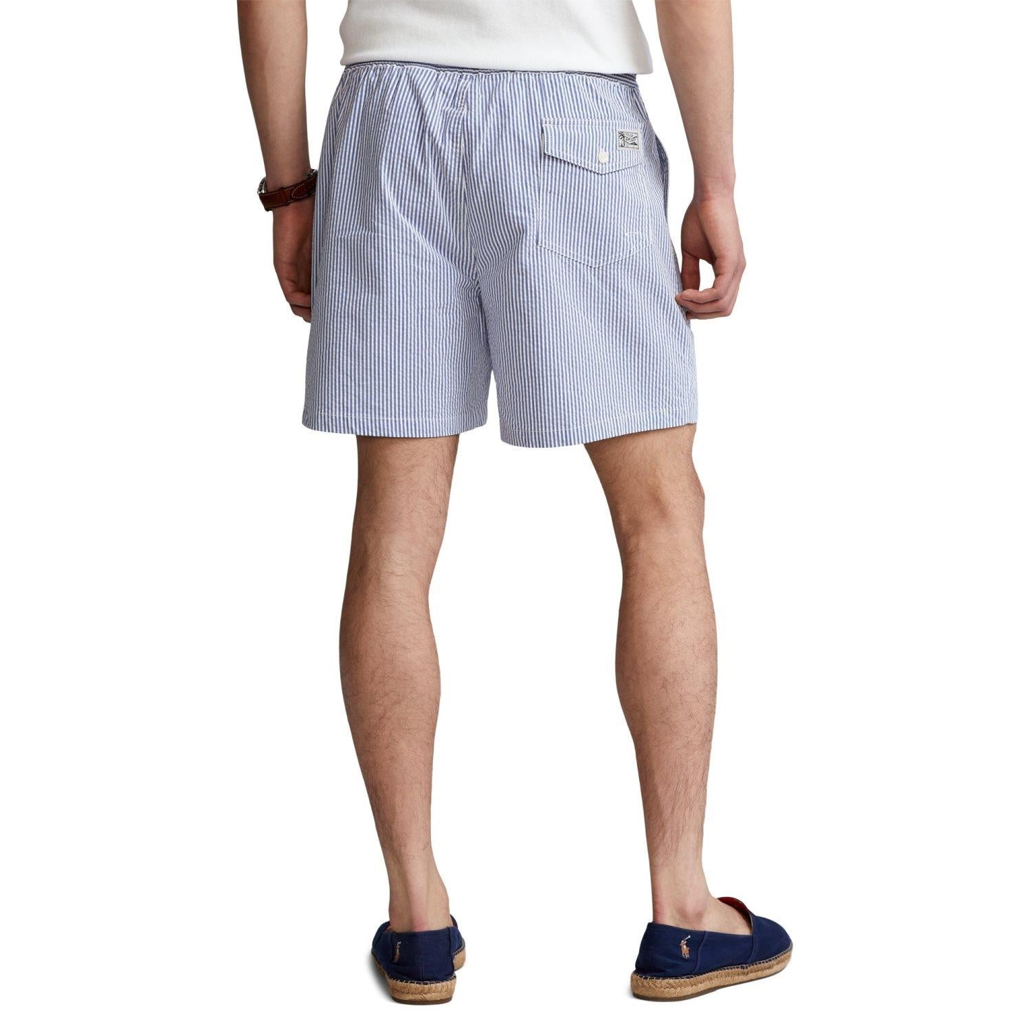 Polo Ralph Lauren 5.5-Inch Traveler Seersucker Swim Trunk Badeshorts Striper - chrismoa.no