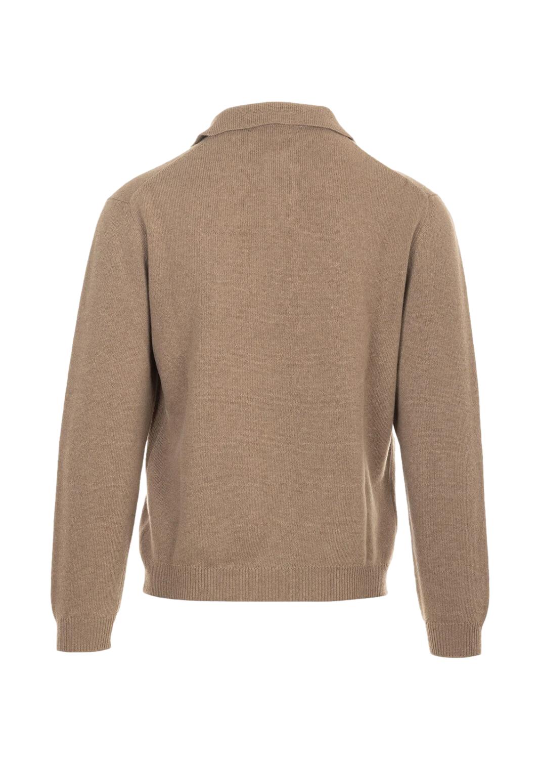 Daniele Fiesoli Polo Relaxed Misto Cashmere Genser Mørk Beige - chrismoa.no