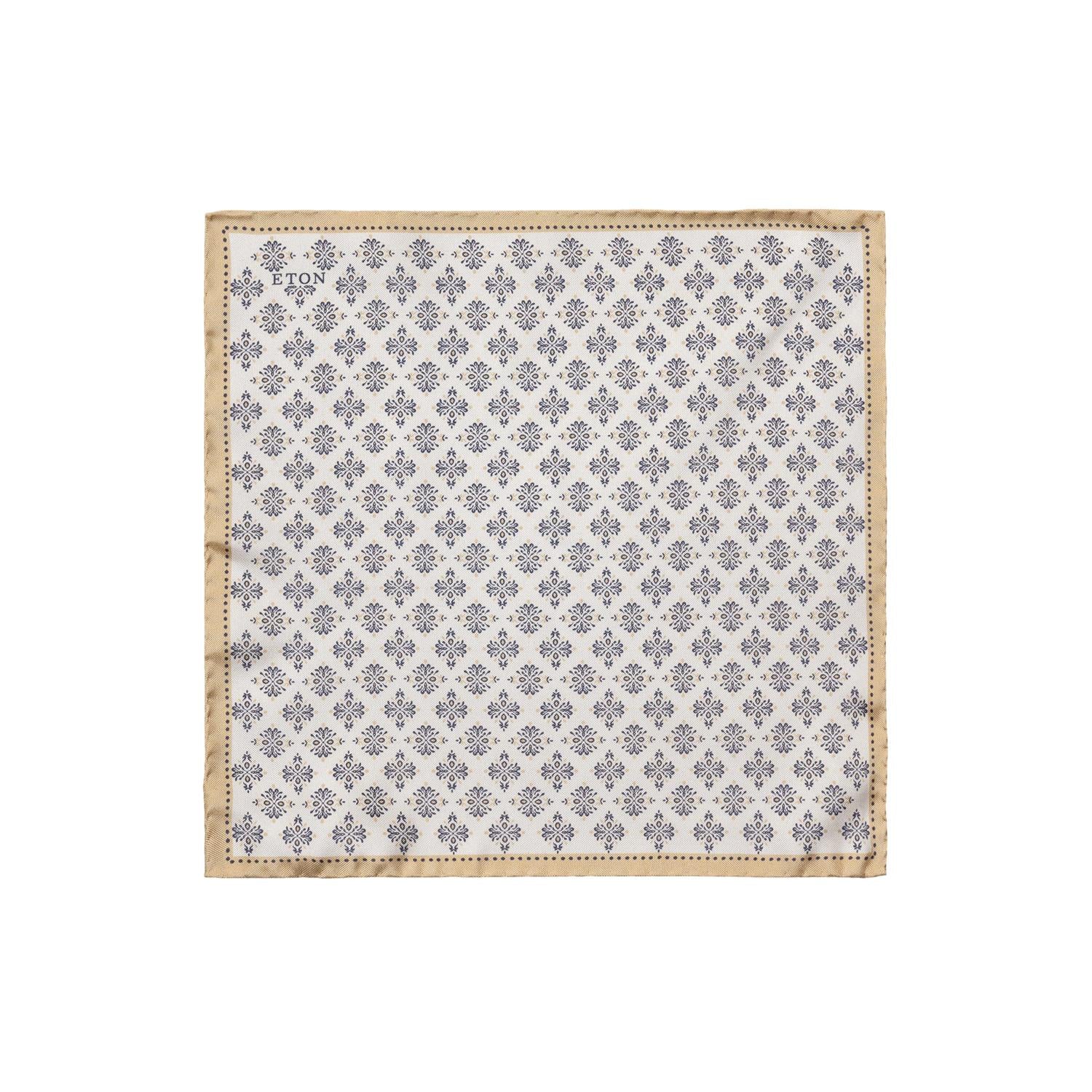 Eton White Geometric Silk Pocket Square Tørkle Mønster - chrismoa.no