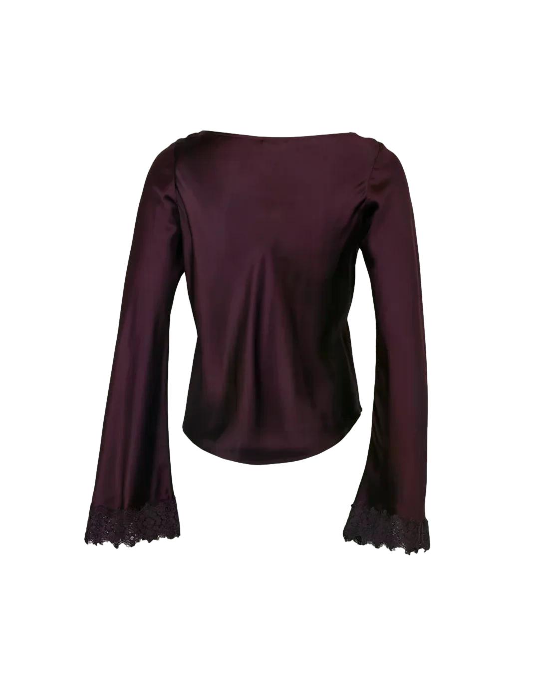 By TiMo Satin Drape Top Bluse Burgunder