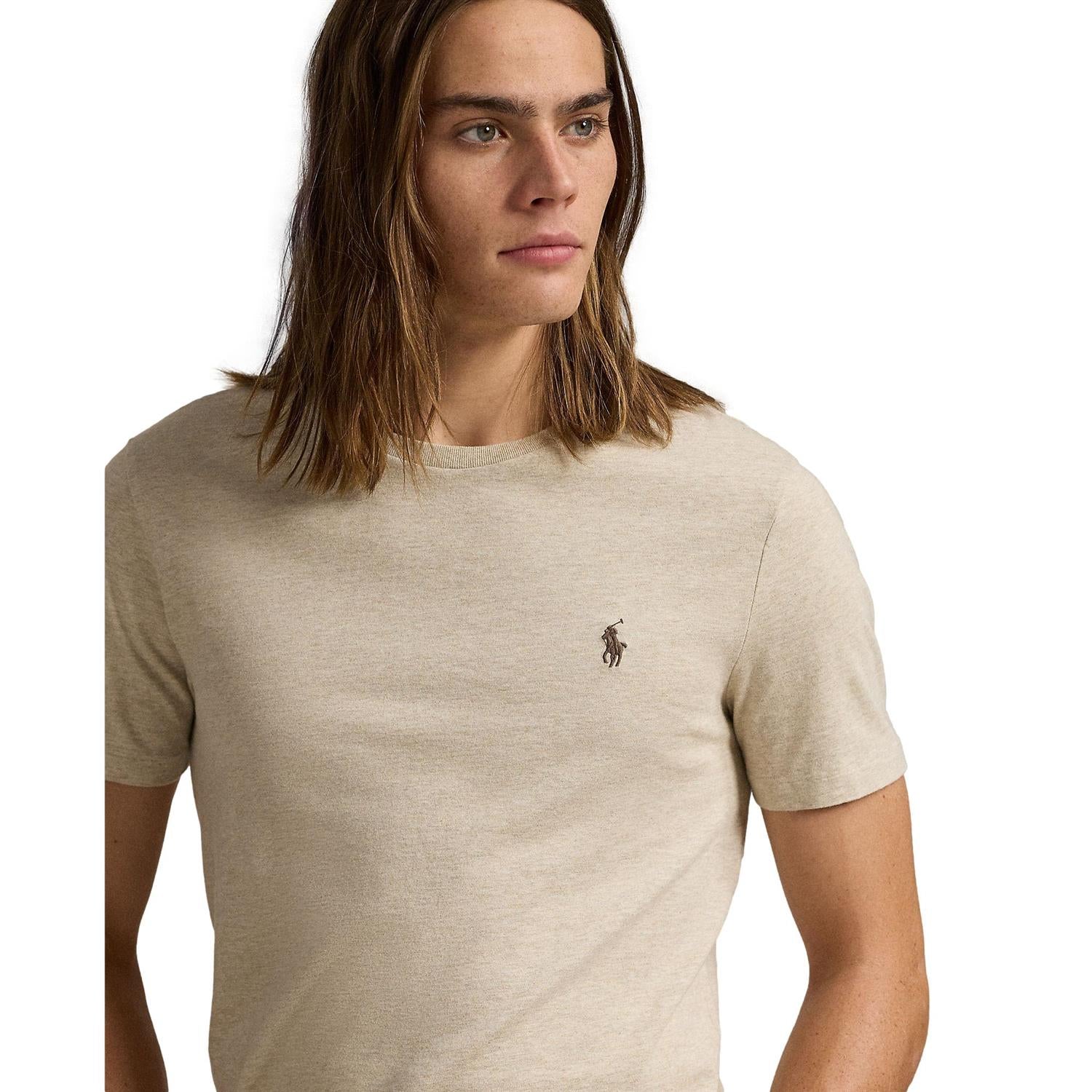 Polo Ralph Lauren CUSTOM SLIM FIT JERSEY CREWNECK T-SHIRT T-Shirt Beige - chrismoa.no