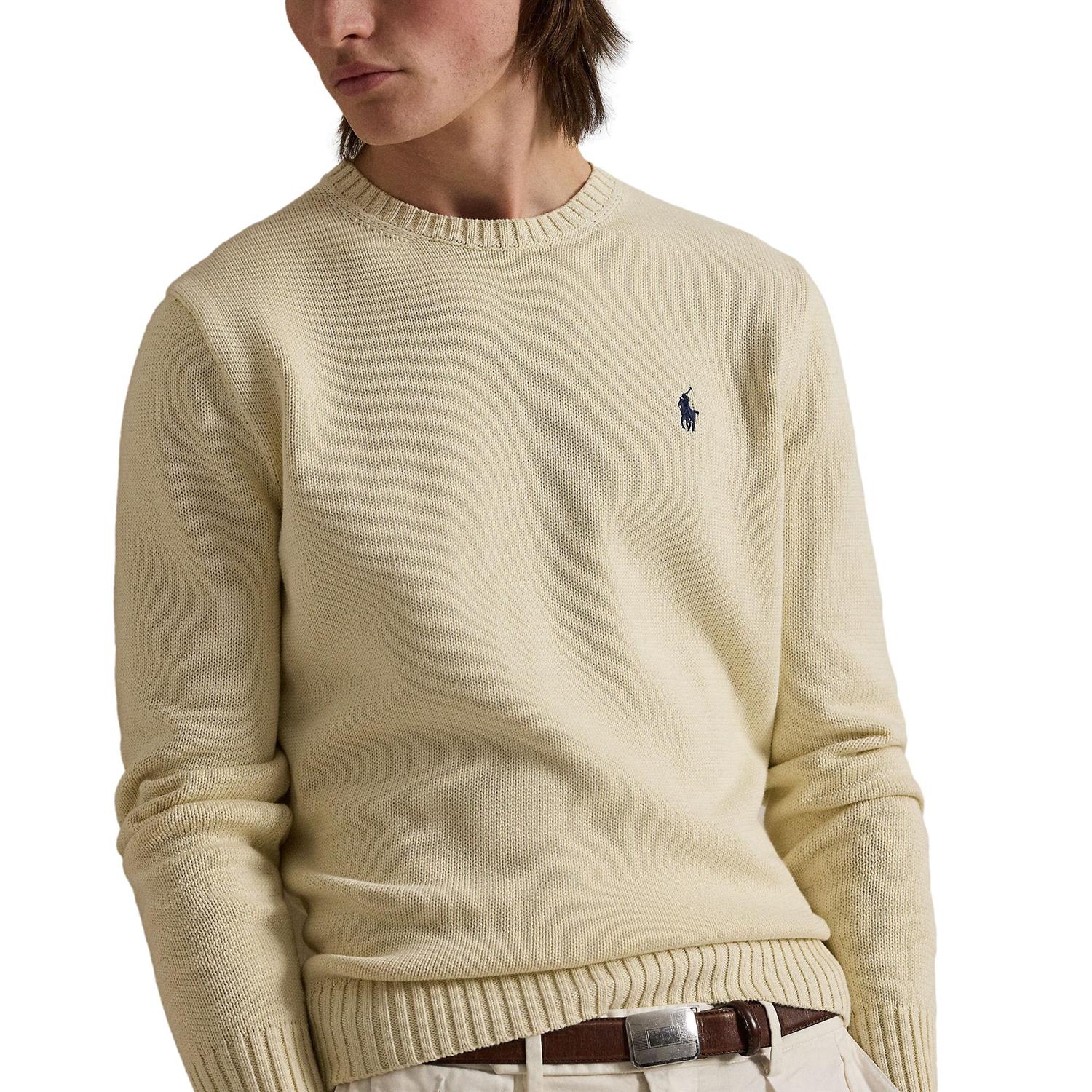 Polo Ralph Lauren Cotton Crewneck Sweater Genser Off-White