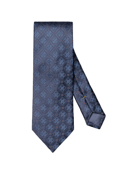 Eton Medallion Woven Silk Tie Slips Blå