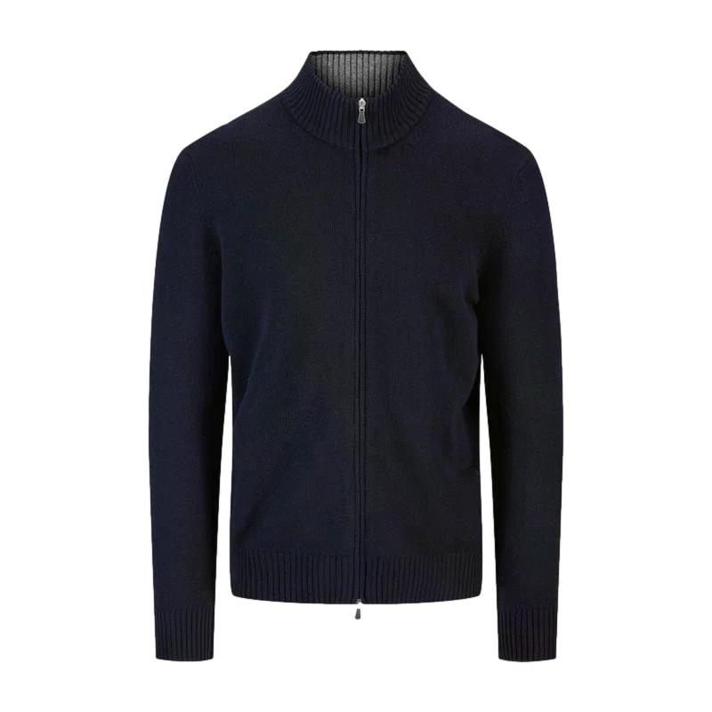 Gran Sasso Full Zip Jacket Wool-Cashmere Genser Marine