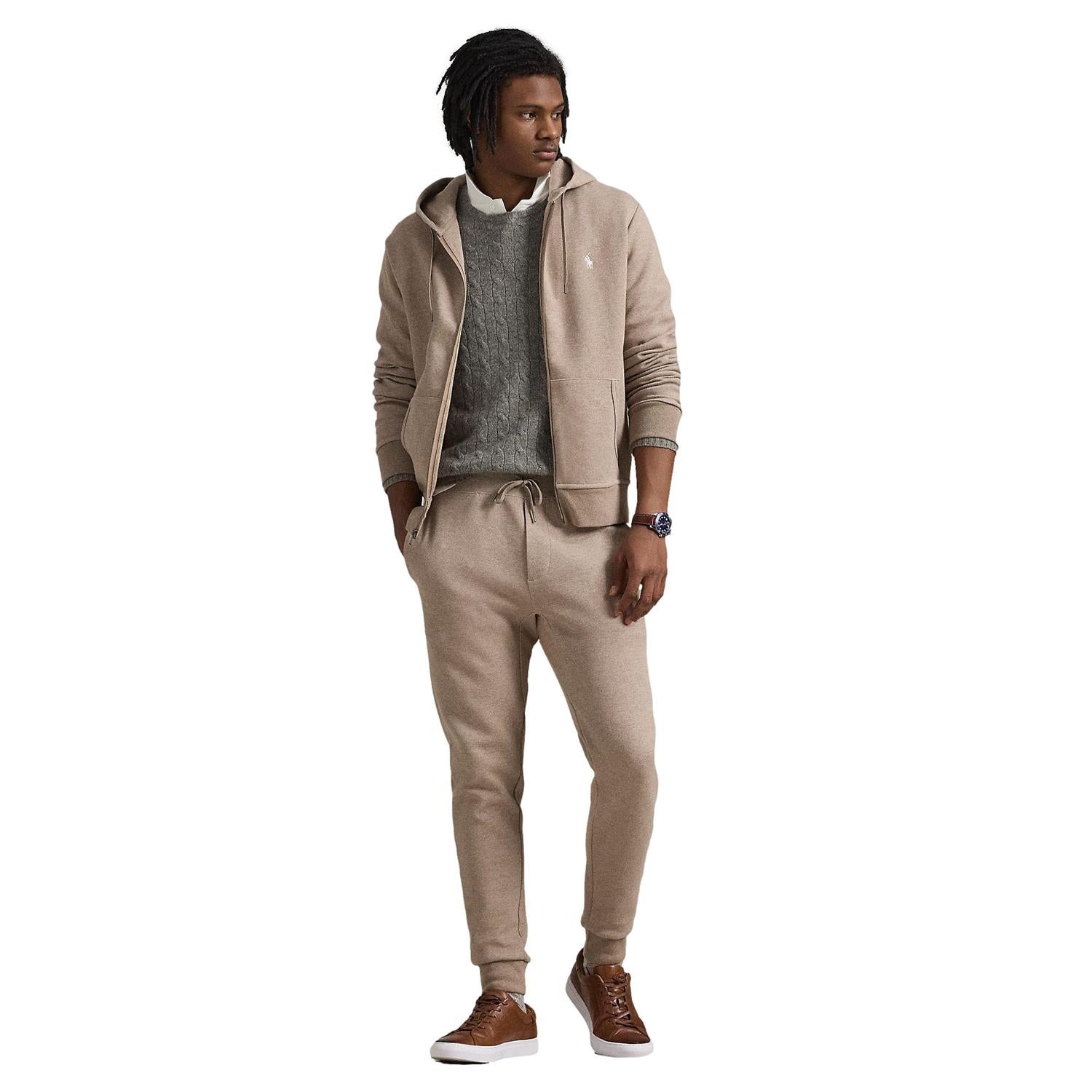 Polo Ralph Lauren Double-Knit Full Zip Hoodie Genser Mørk Beige