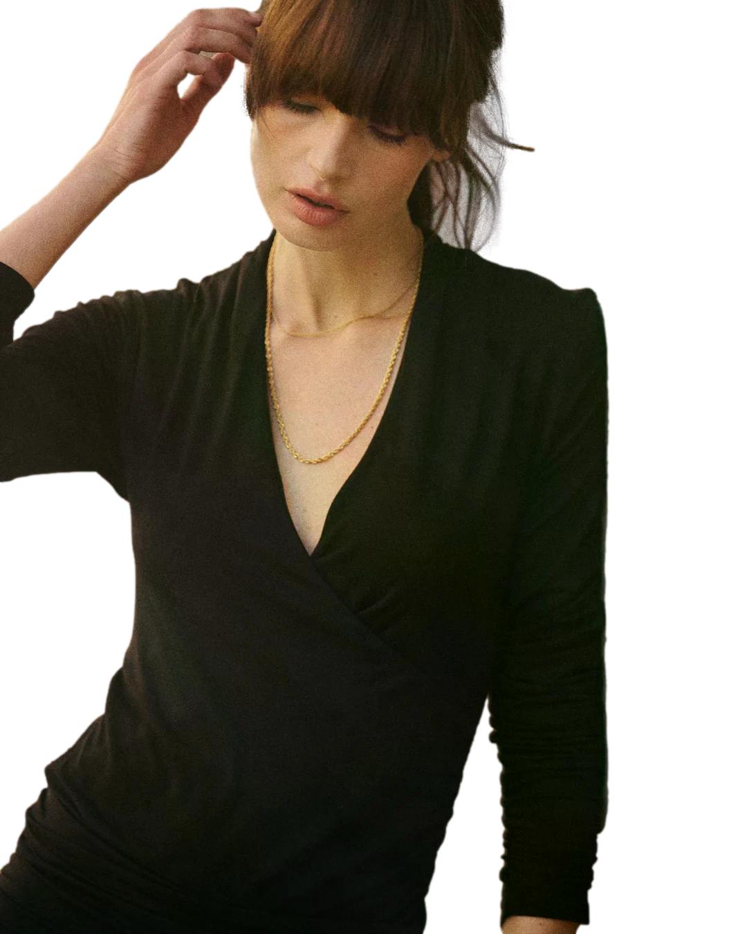 By TiMo Jersey V-Neck Top Genser Sort