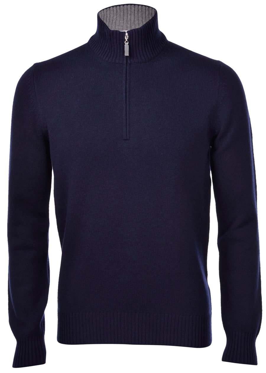 Gran Sasso Mock Zip Genser Marine - chrismoa.no