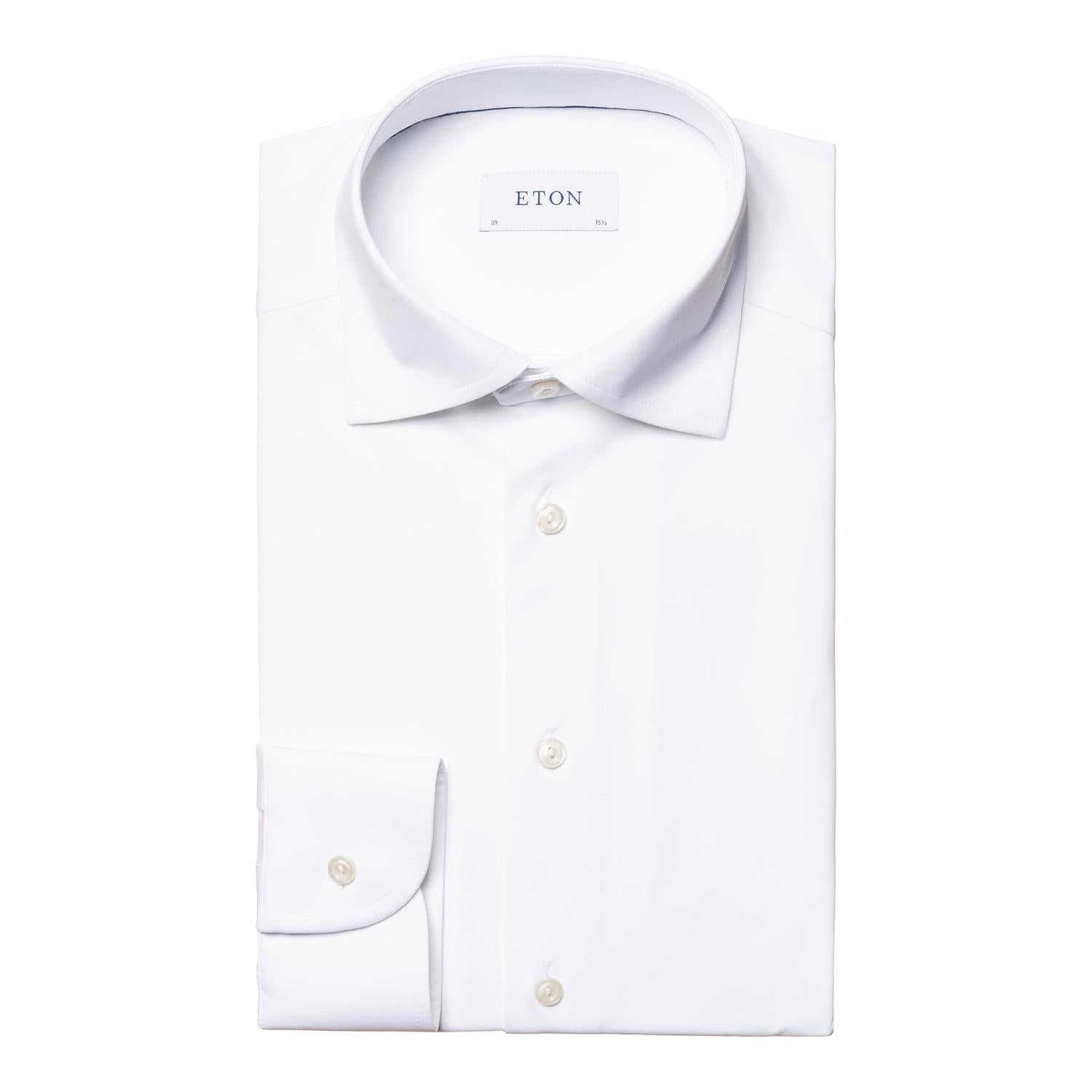 Eton Slim White Four-Way Stretch Shirt Skjorte Hvit - chrismoa.no