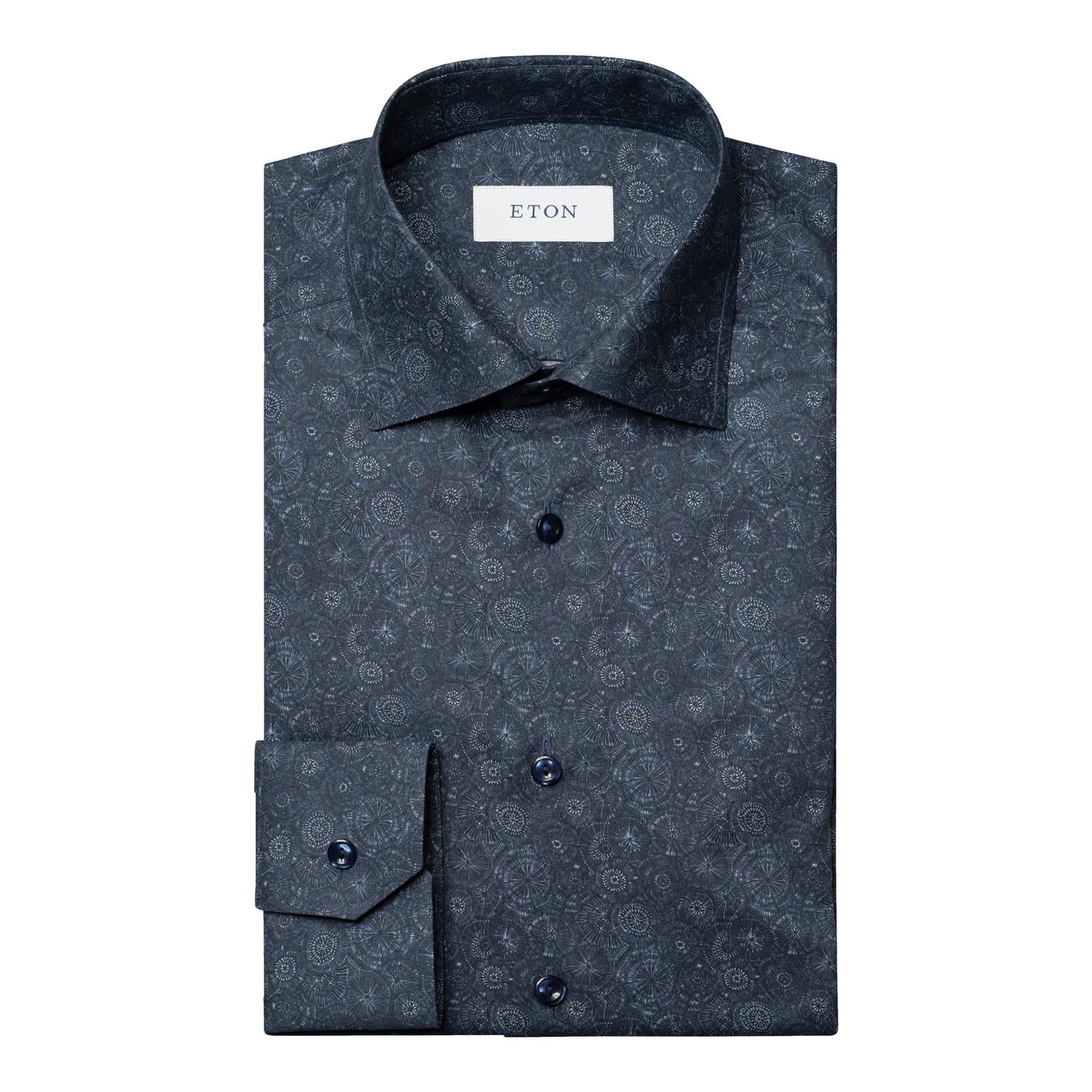 Eton Motif Signature Twill Shirt Slim Fit Skjorte Mønster - chrismoa.no