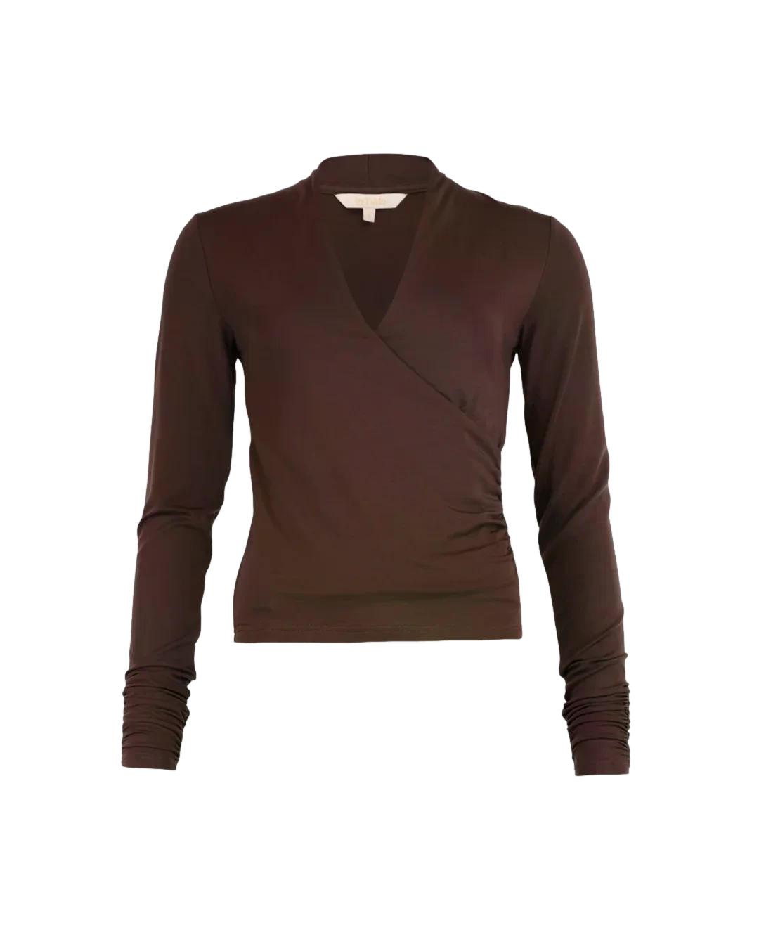By TiMo Jersey V-Neck Top Genser Brun