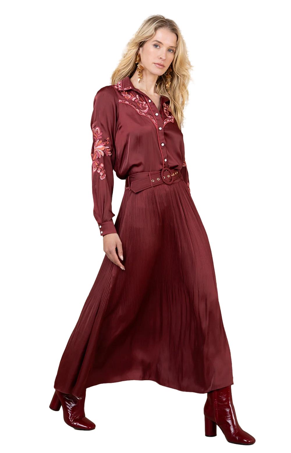 Hale Bob Ayleen Solid Skirt Skjørt Burgunder - chrismoa.no
