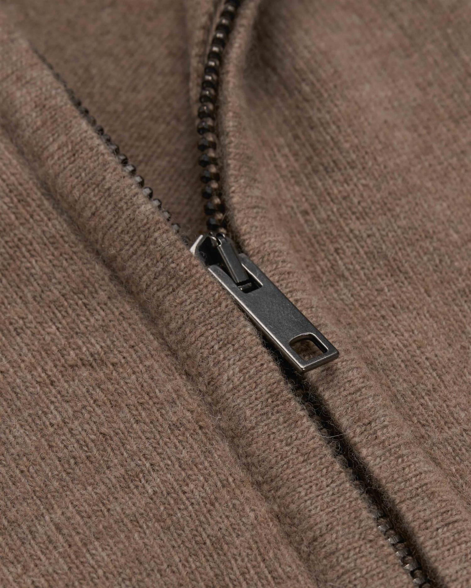 Daniele Fiesoli Lupetto Full Zip Misto Wool Cashmere Jakke Mørk Beige - chrismoa.no