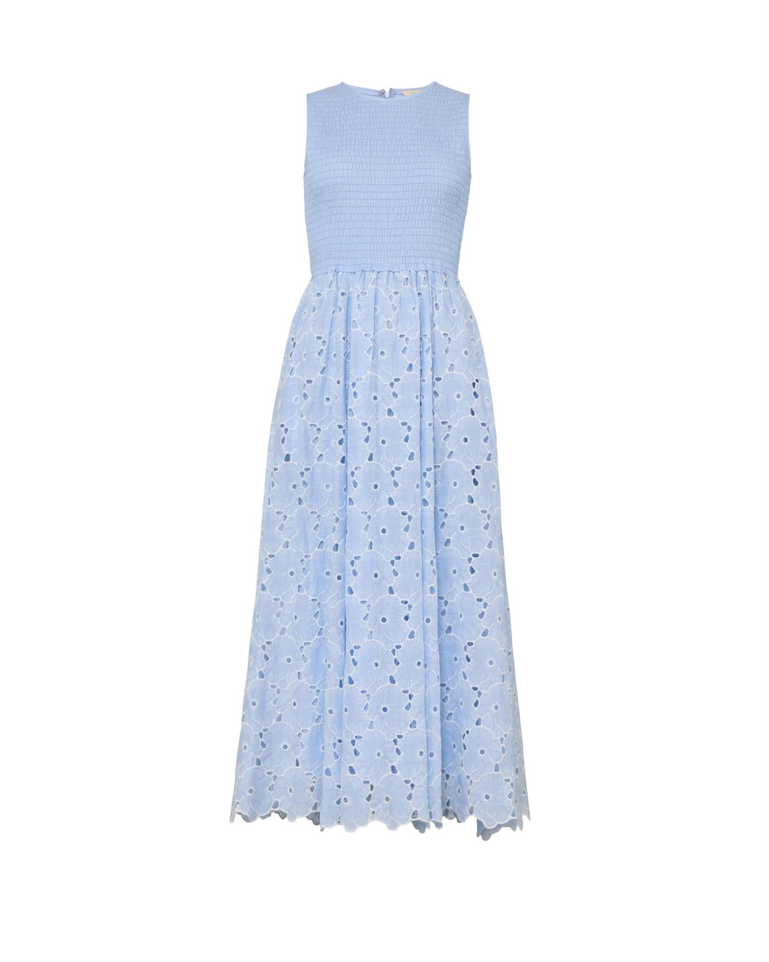 By TiMo Broderie Anglaise Smocking Dress Kjole Lyseblå