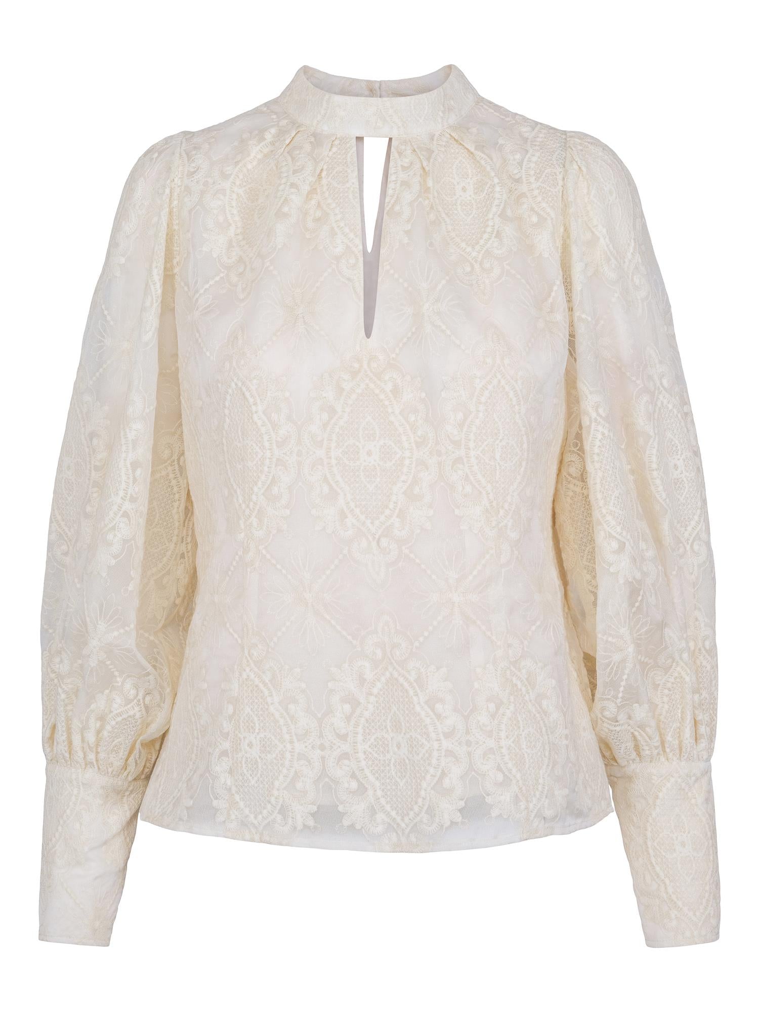 Haust Fashion Embr Blouse Bluse Cream