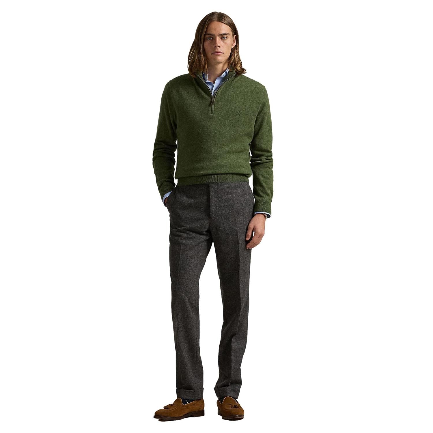 Polo Ralph Lauren Wool Quarter-Zip Sweater Genser Oliven