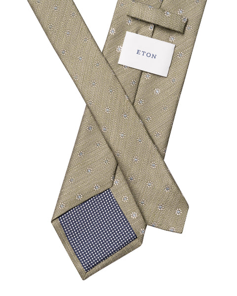 Eton Floral Woven Linen Silk Tie Slips Grønn - chrismoa.no