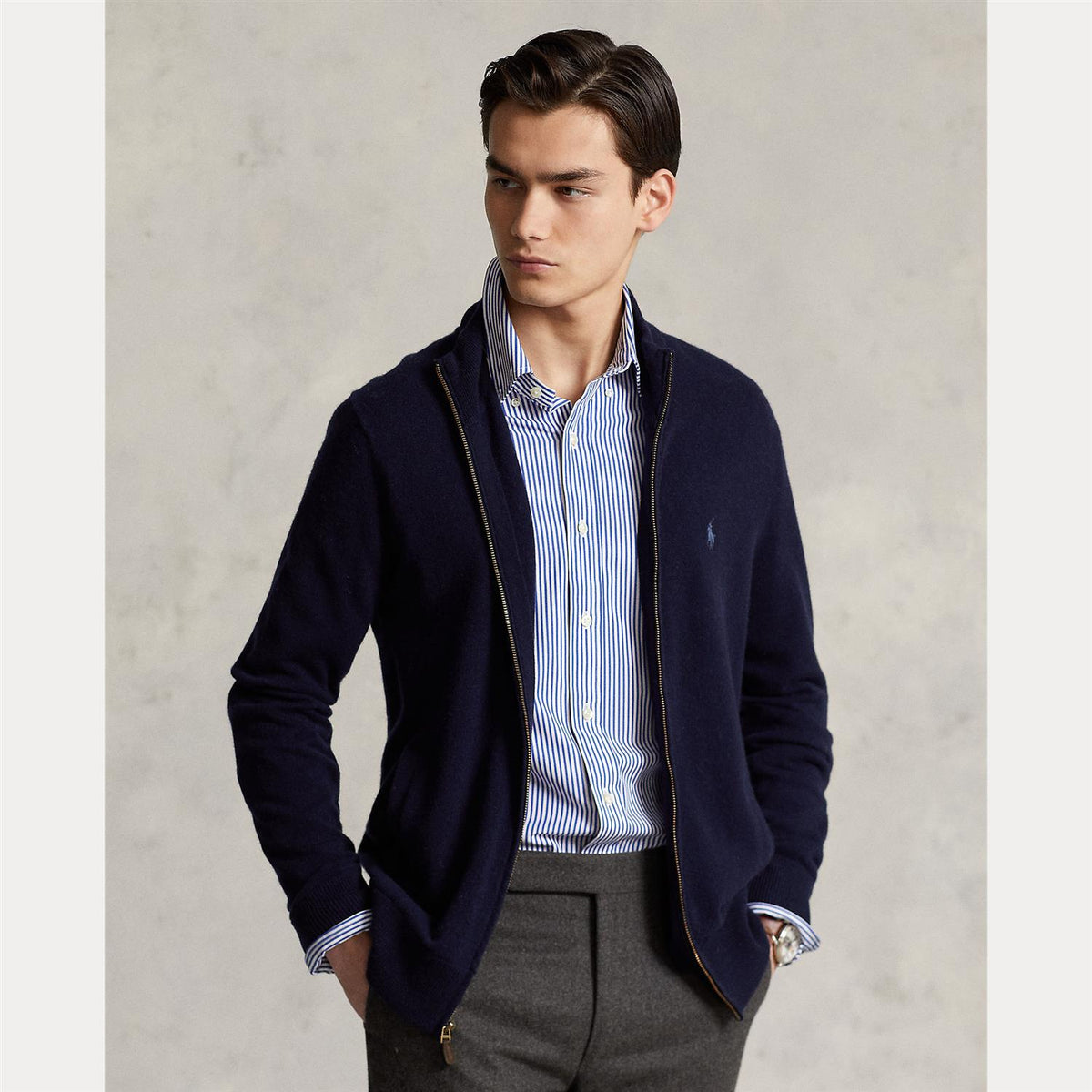 Polo Ralph Lauren Wool full zip Genser Blå