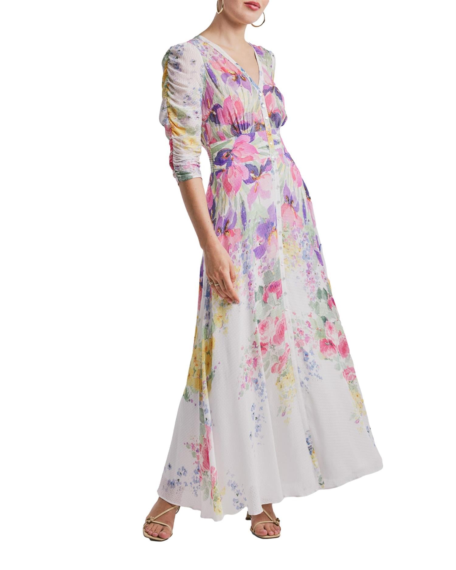 By TiMo Dotted Georgette Button-Down Dress Kjole Blomster - chrismoa.no