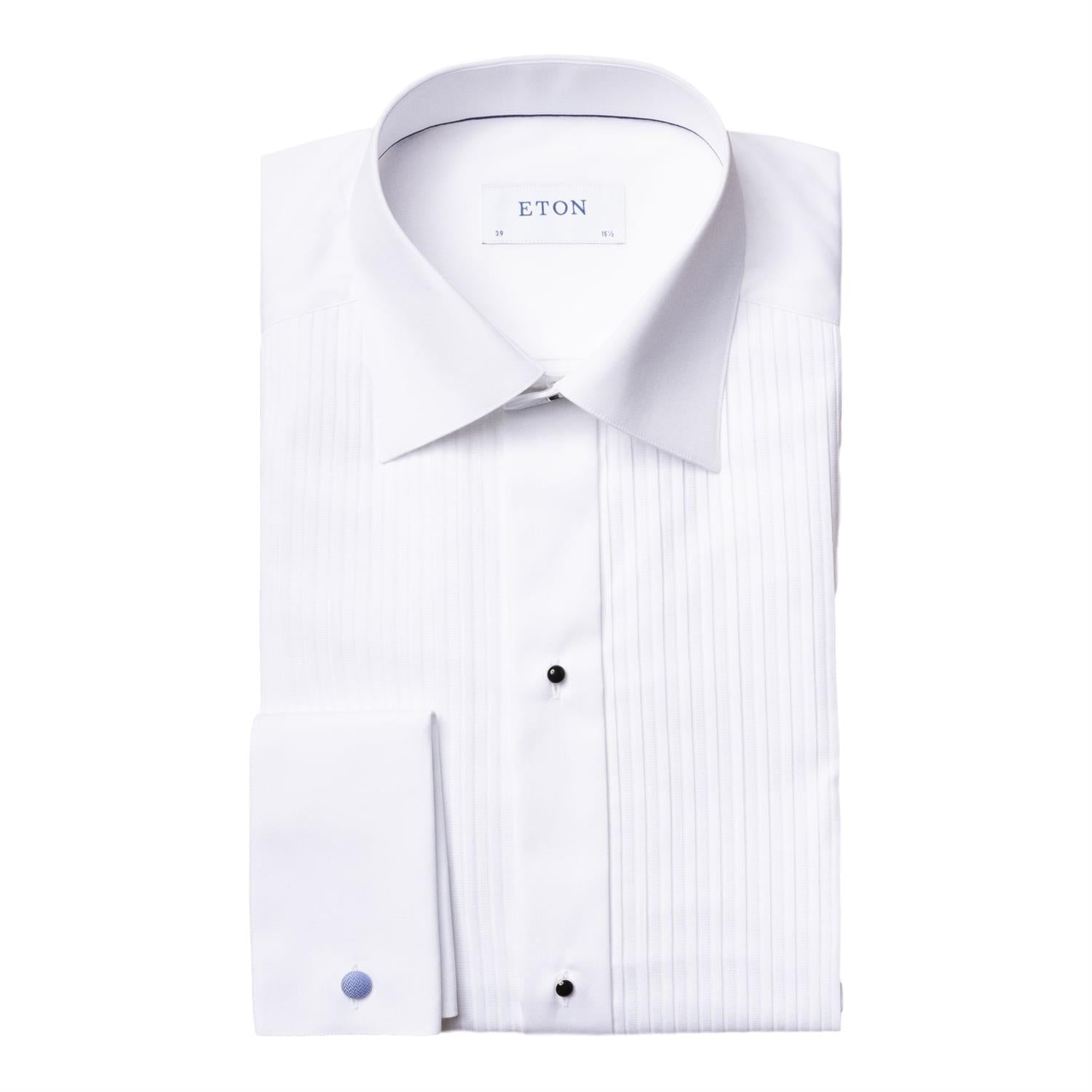 Eton Slim White Plissé Shirt - Moderate Cut Away Skjorte Hvit