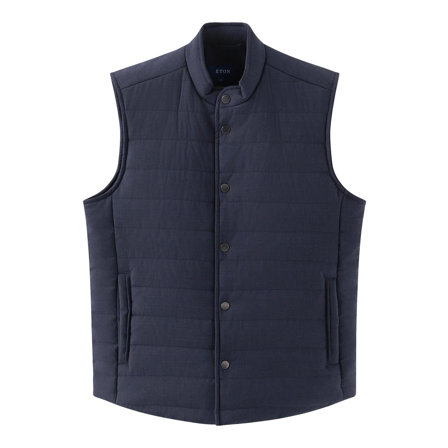 Eton Navy Blue Padded Wool Vest Vest Marine - chrismoa.no