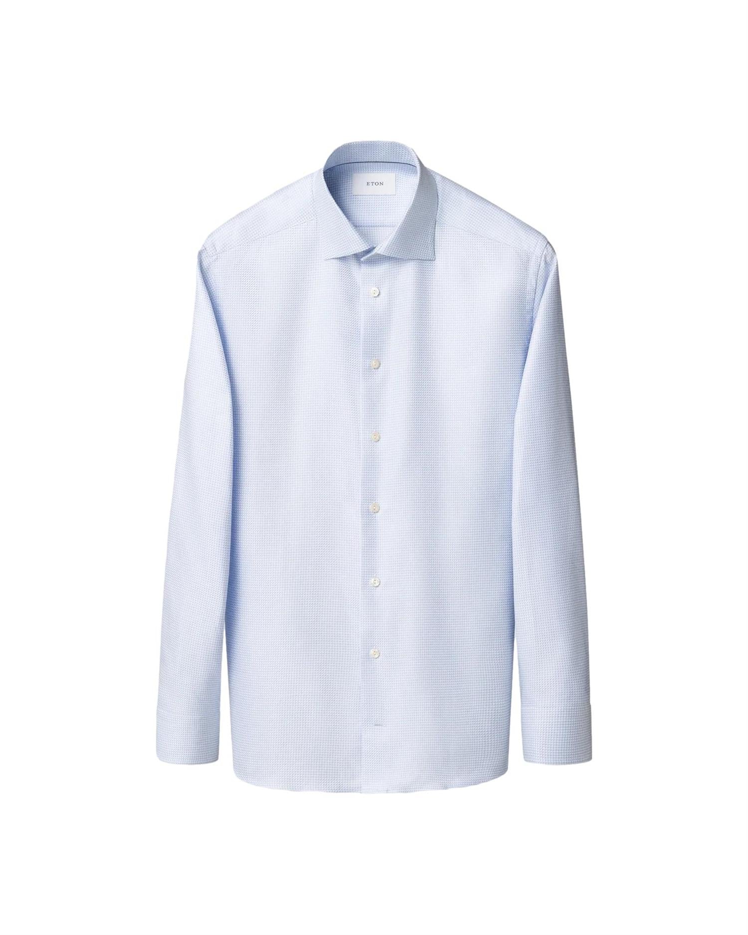 Eton Houndstooth King Twill Shirt Skjorte Light Blue - chrismoa.no