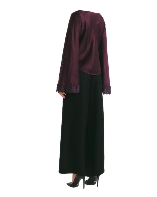 By TiMo Satin Drape Top Bluse Burgunder