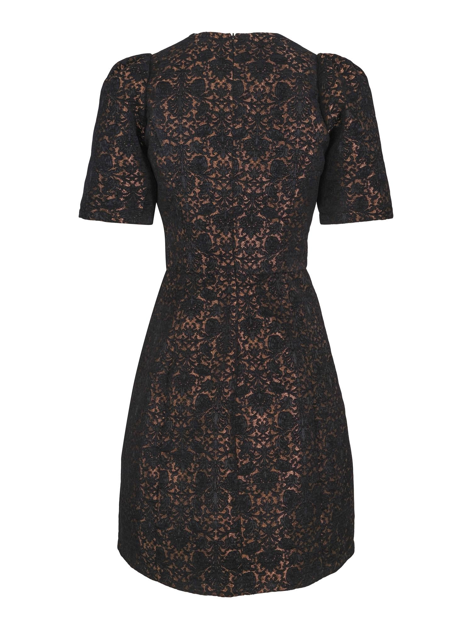 Haust Jacquard velvet dress Kjole Sort