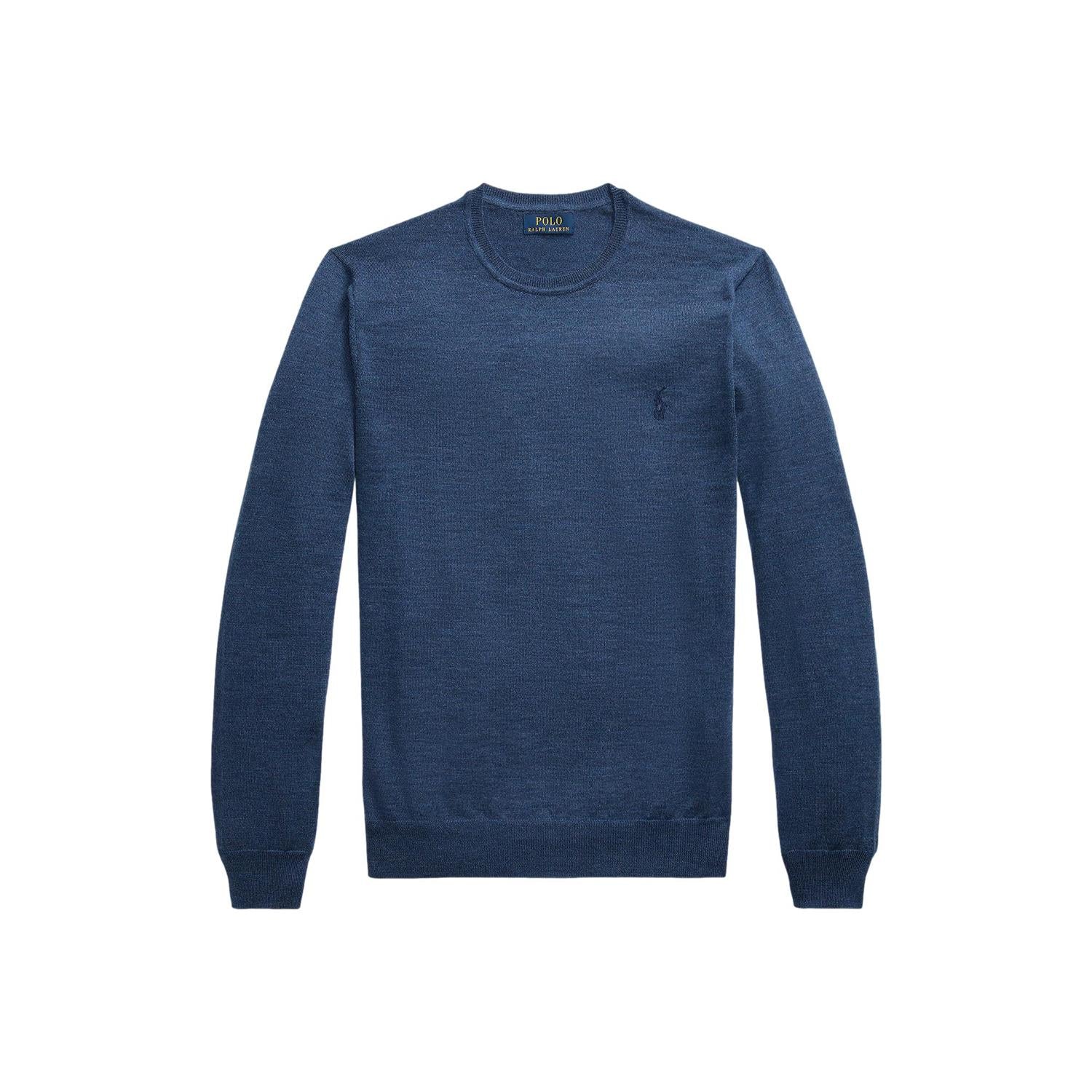 Polo Ralph Lauren Slim Fit Washable Wool Crewneck Sweater Genser Blå - chrismoa.no