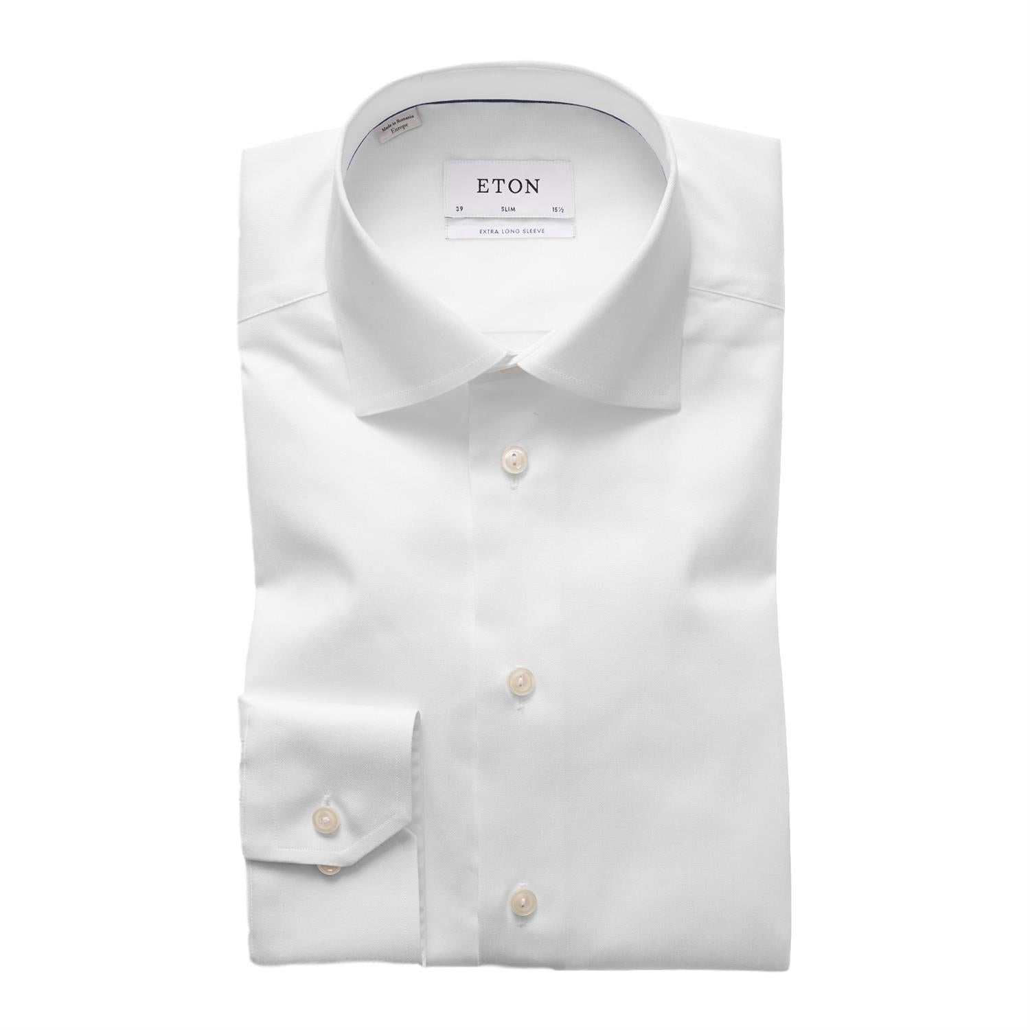 Eton Slim White Signature Twill Shirt - XLS Skjorte Hvit