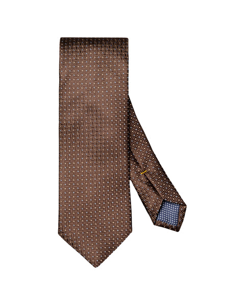 Eton Micro Geometric Woven Silk Tie Slips Brun