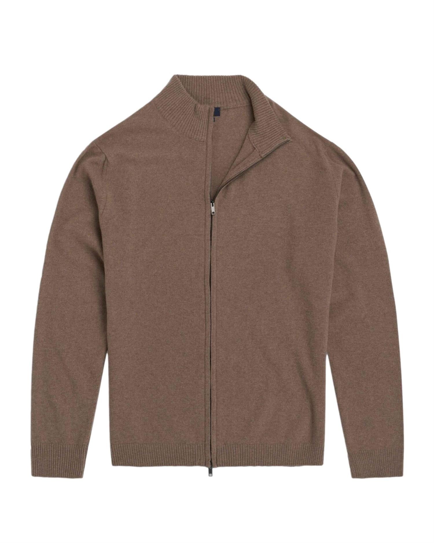 Daniele Fiesoli Lupetto Full Zip Misto Wool Cashmere Jakke Mørk Beige - chrismoa.no