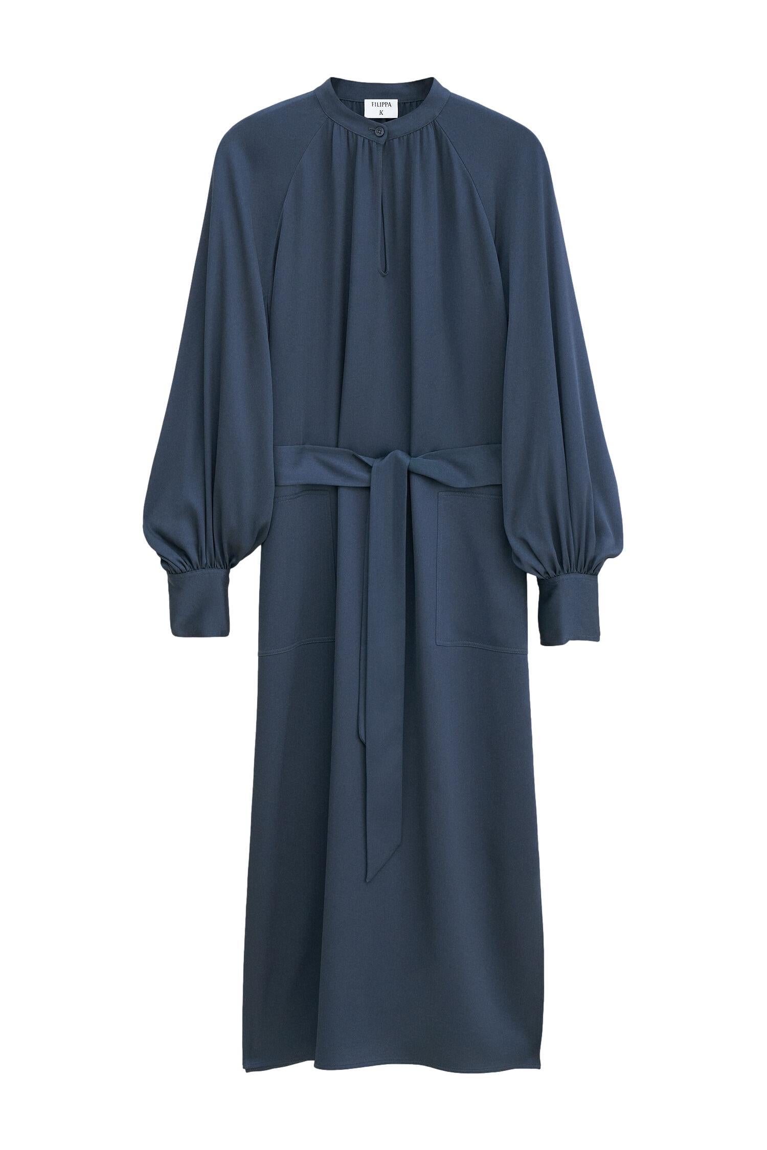 Filippa K Belted Long Sleeve Dress Kjole Blå