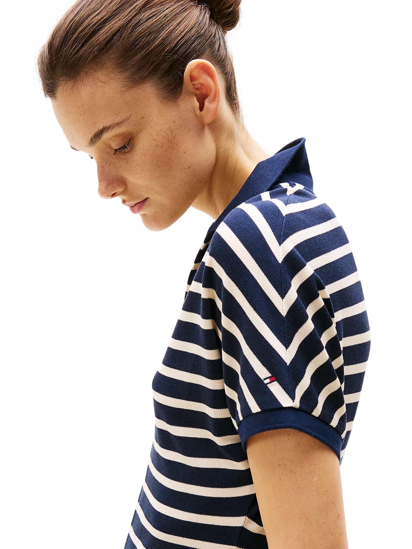 Tommy Hilfiger Lyocell Open-NK F&F Polo Dress Kjole Striper