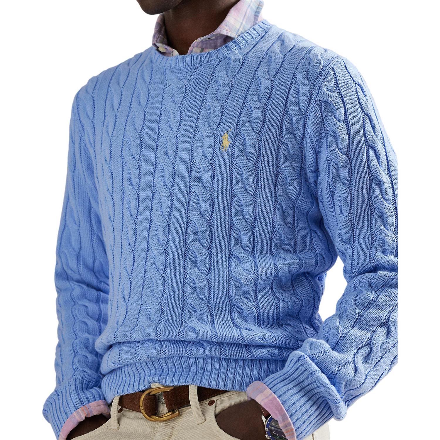 Polo Ralph Lauren Cable-Knit Cotton Sweater Genser Lyseblå - chrismoa.no