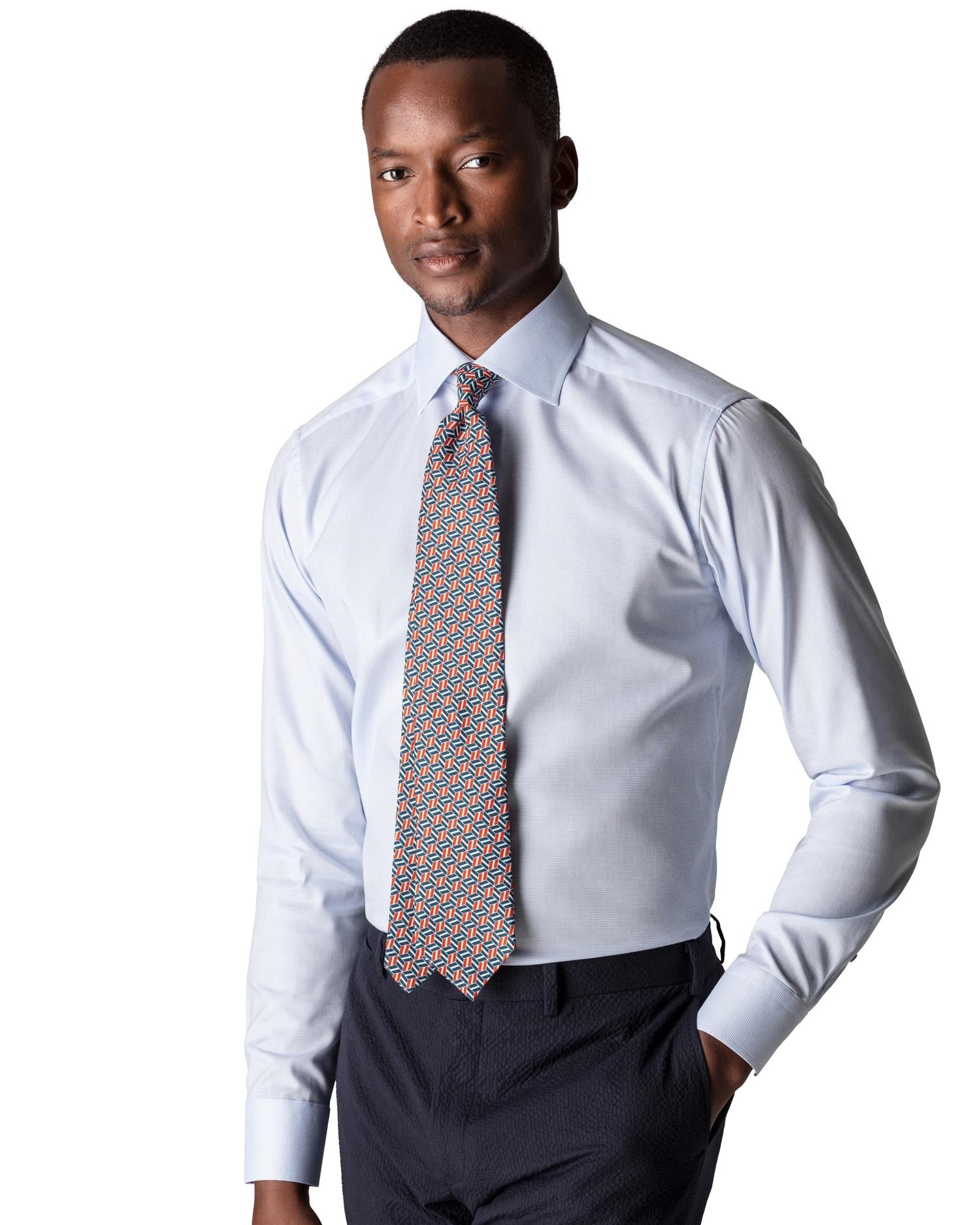 Eton Slim Light Blue Twill Shirt Skjorte Lyseblå - chrismoa.no