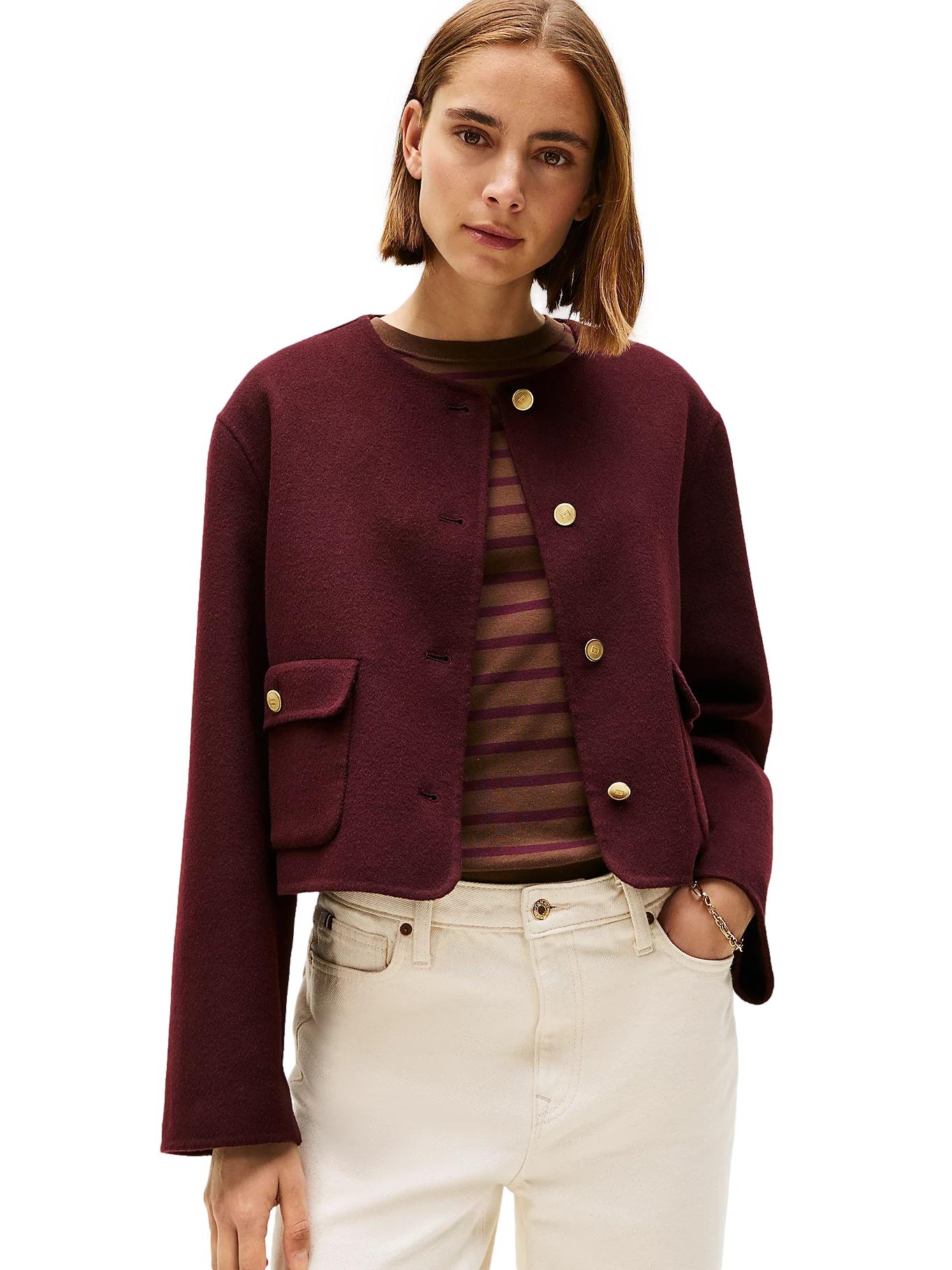 Tommy Hilfiger Double-Faced Wool Blend Jacket Jakke Burgunder - chrismoa.no