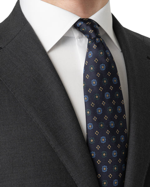 Eton Geometric woven silk tie Slips Blå