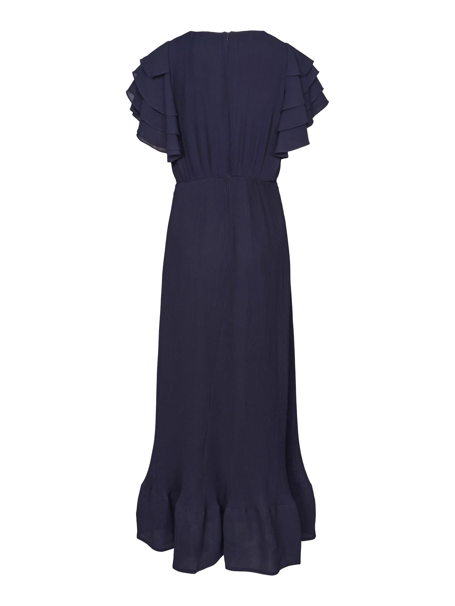 Haust Long Pleated Dress Kjole Marine - chrismoa.no