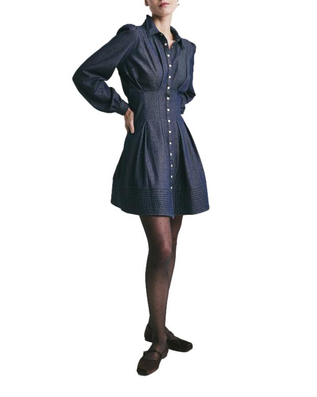 By TiMo Denim Fitted Dress Kjole Mørkeblå - chrismoa.no