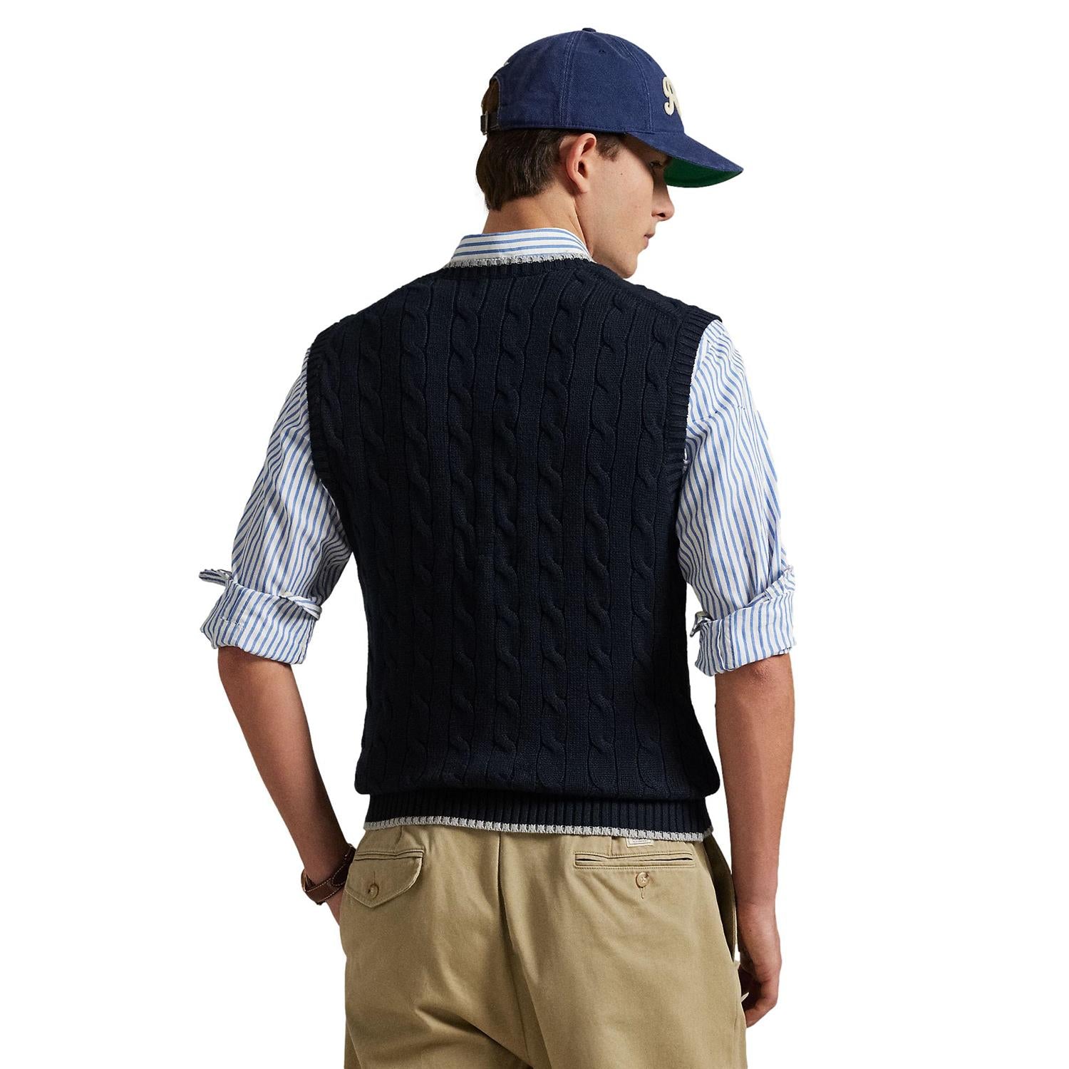 Polo Ralph Lauren CABLE-KNIT COTTON SWEATER VEST Vest Blå - chrismoa.no