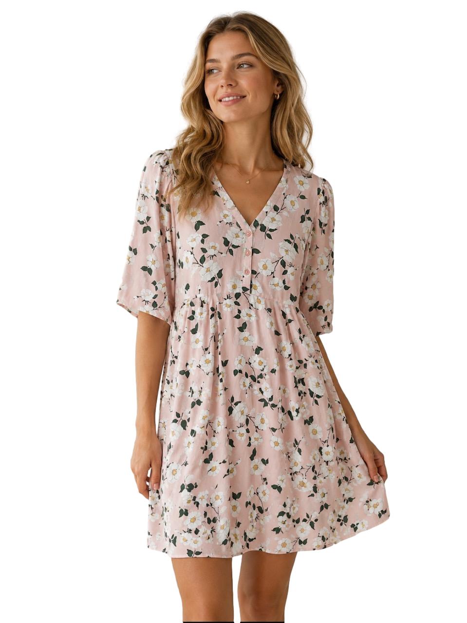 By TiMo Spring V-Neck Dress Kjole Lys Rosa