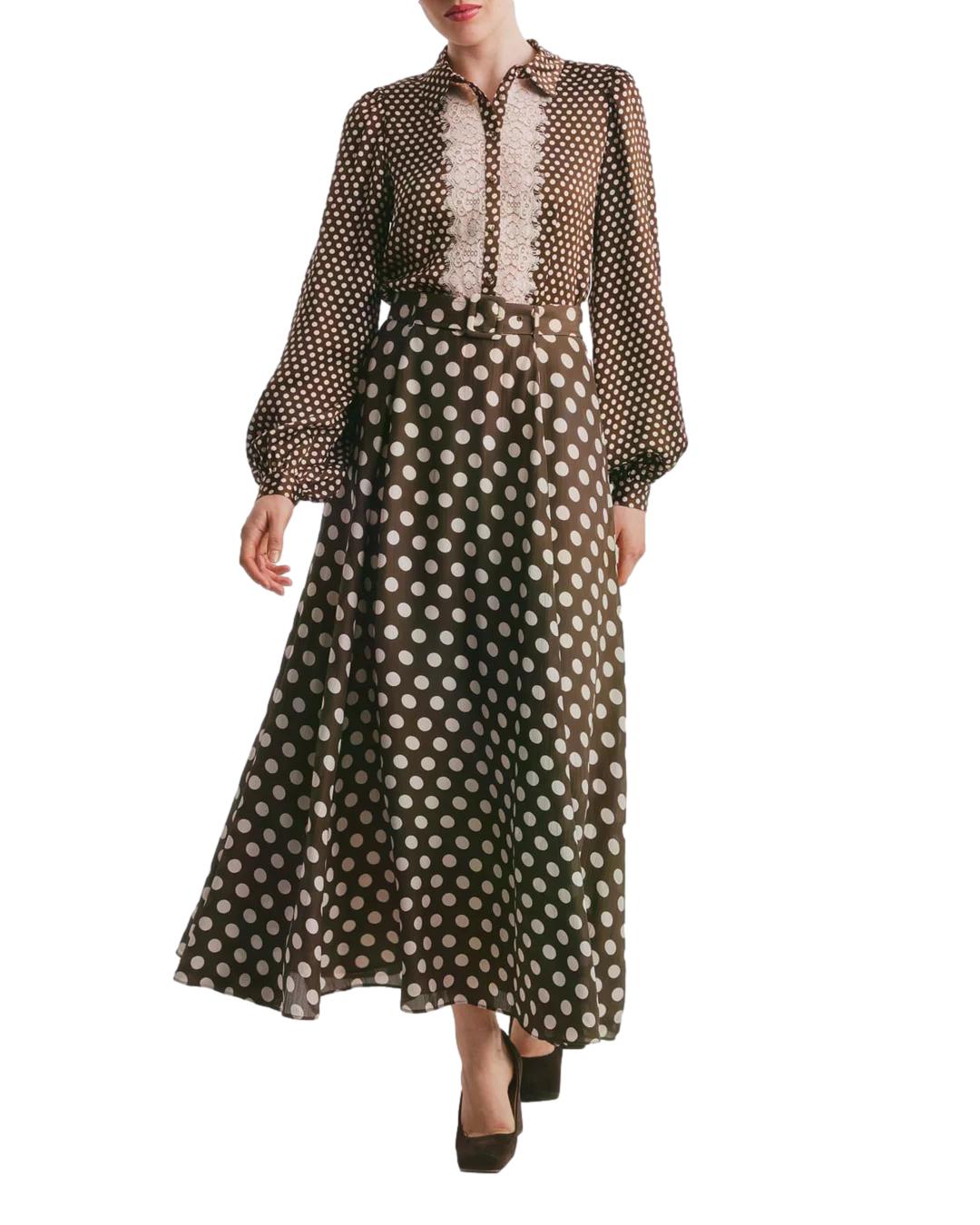 By TiMo Striped Organza Maxi Skirt Skjørt Brun