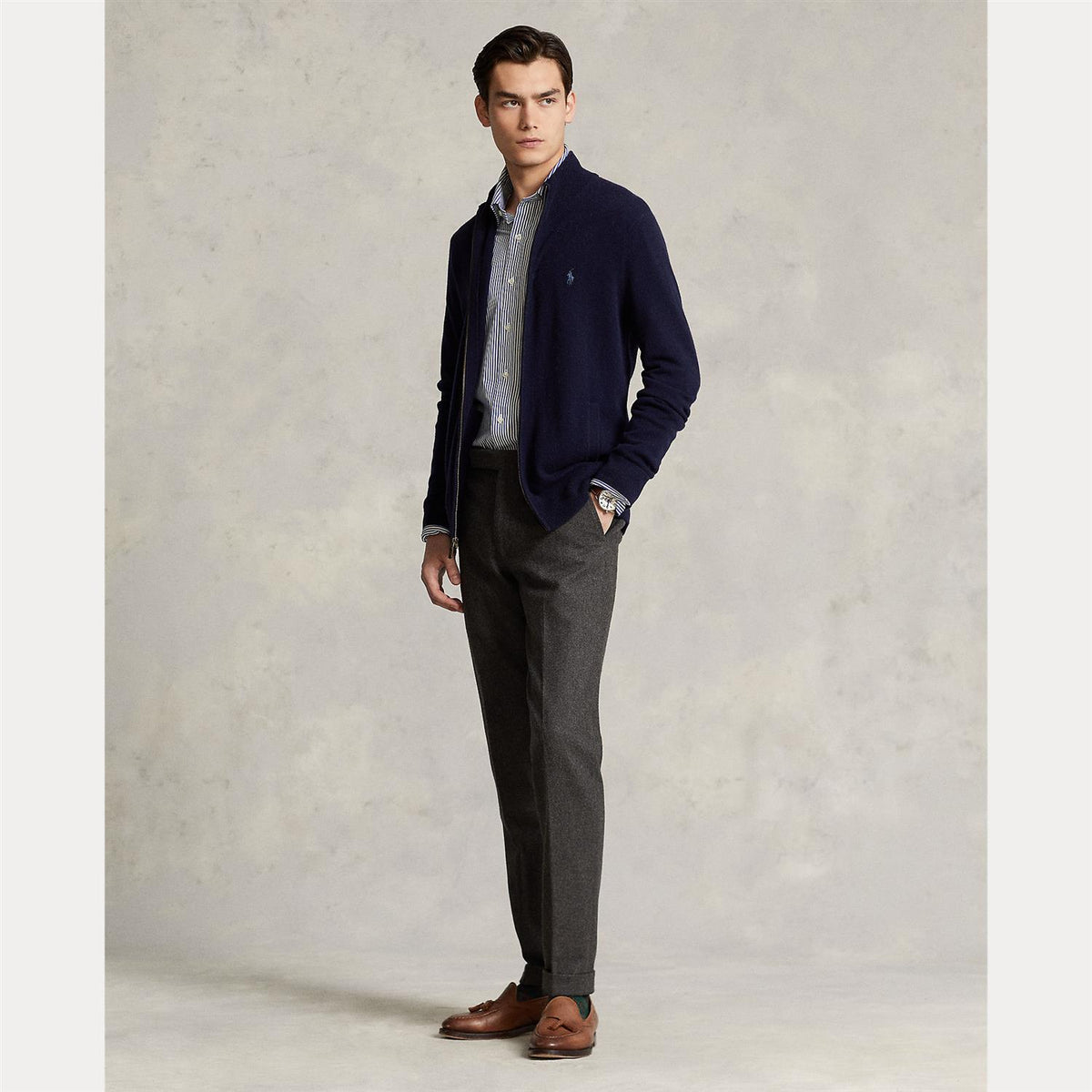 Polo Ralph Lauren Wool full zip Genser Blå