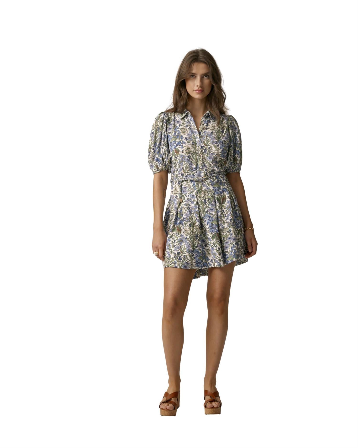 By TiMo Linen mini dress Kjole Dueblå - chrismoa.no