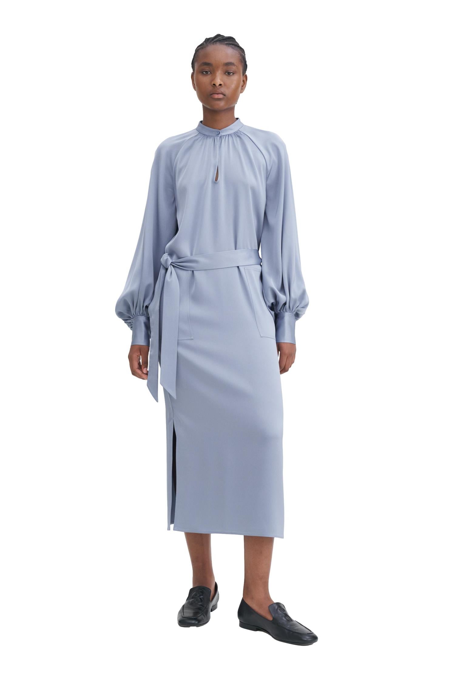 Filippa K Belted Long Sleeve Dress Kjole Lyseblå