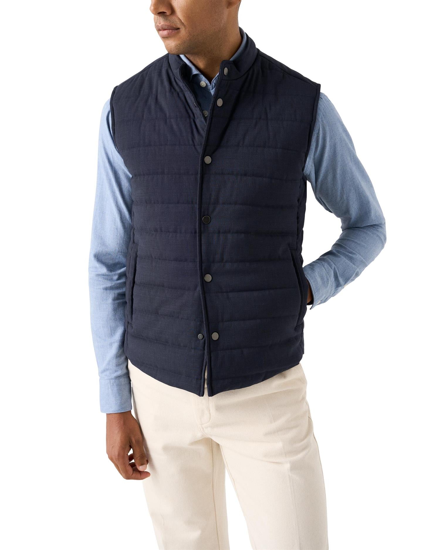 Eton Navy Blue Padded Wool Vest Vest Marine - chrismoa.no